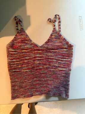 Urban Outfitters Multicolor Knit V‑Neck Cropped Tank Top